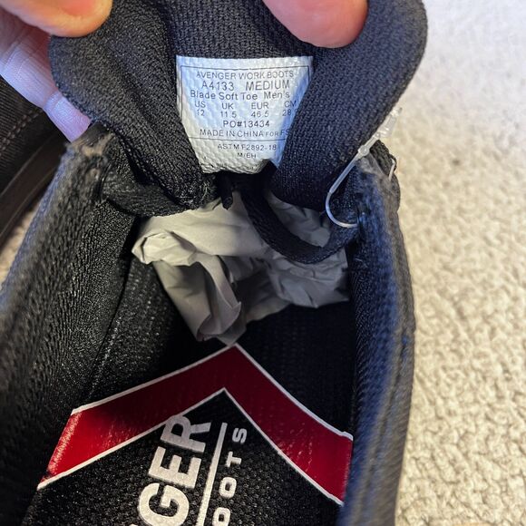 Avenger Work Boots Shoe Mens 12 Black 3 Eye Soft Toe Electrical Hazard A4133 - Picture 8 of 10